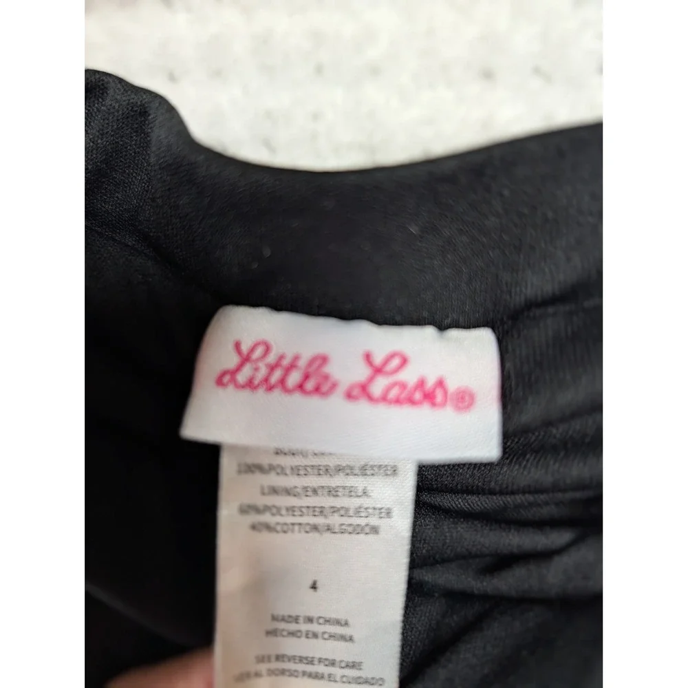 Little Lass Girls Pink Ballerina Ribbed Top and Black Tulle Tutu‎ Skirt Set 4